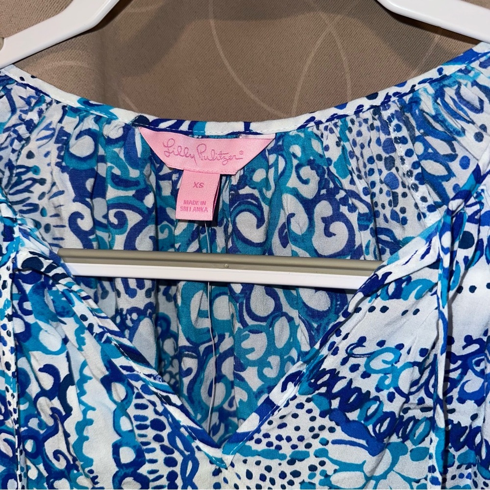 Lilly Pulitzer Womens Top Blue & White Willa Long Sleeve Midnight Blues NWT - XS - Picture 3 of 8
